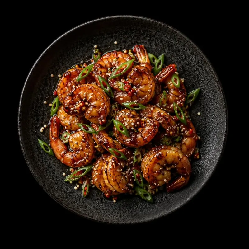 Honey chilli prawns